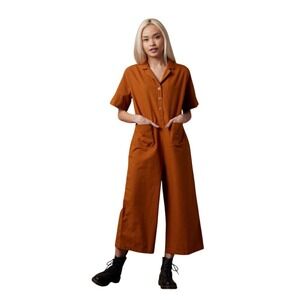 Known Supply Libra Jumpsuit Organic Twill Women Size L Utility Boiler Suit Camel